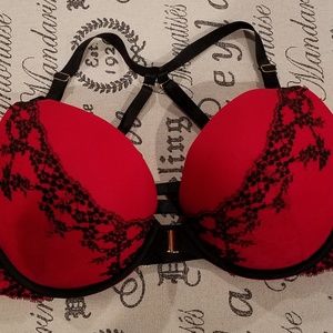Size 42DD - Red and Black Demi Cup Bra